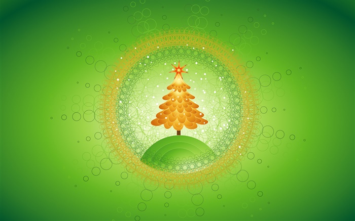 크리스마스 트리, 원, 크리 에이 티브 사진, 녹색 배경 배경 화면 그림
