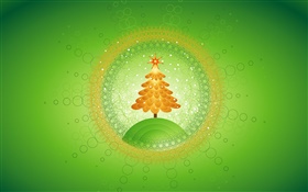크리스마스 트리, 원, 크리 에이 티브 사진, 녹색 배경 HD 배경 화면