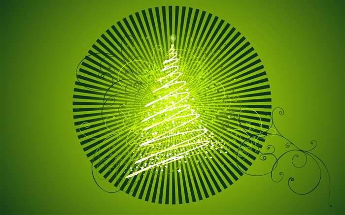 크리스마스 트리, 조명, 창조적 인 디자인, 녹색 배경 배경 화면 그림