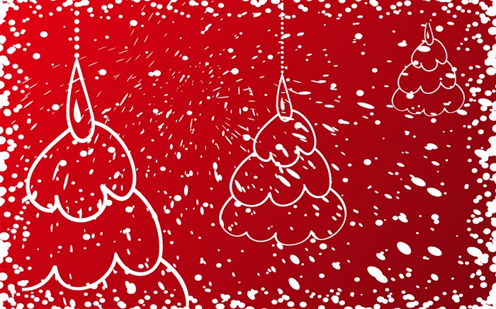 크리스마스 트리, 빨간색 배경 배경 화면 그림