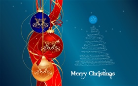 메리 크리스마스, 공, 나무, 예술 사진 HD 배경 화면