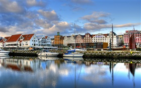 노르웨이의 아름다운 풍경, 강, 주택 HD 배경 화면