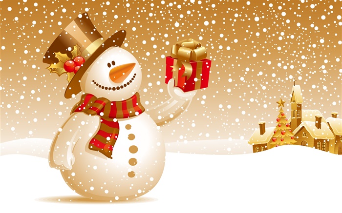 눈사람, 선물, 크리스마스 사진을 테마 배경 화면 그림