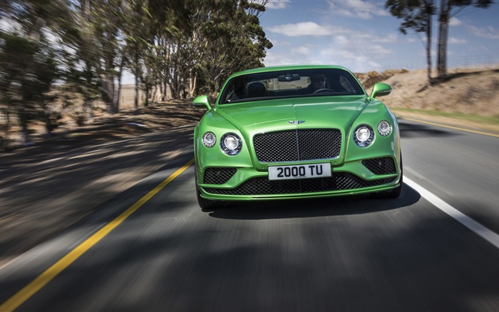 2015 벤틀리 컨티넨탈 GT 초차 속도, 녹색 배경 화면 그림