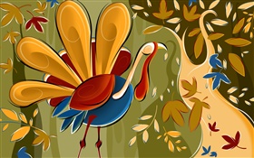 추상 미술 그림, 닭, 잎 HD 배경 화면