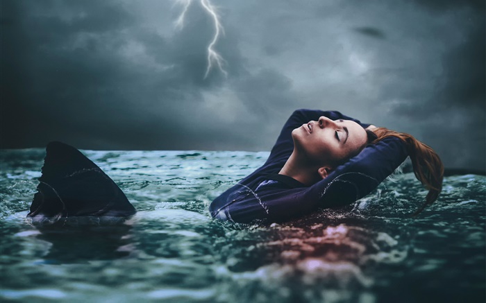 에이미 스파 노스, 물 소녀, 폭풍 배경 화면 그림