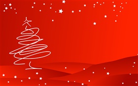 크리스마스 테마, 심플한 스타일, 나무, 빨간색 배경 HD 배경 화면
