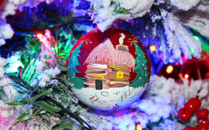 크리스마스, 장난감, 공, 눈, 나뭇 가지 배경 화면 그림