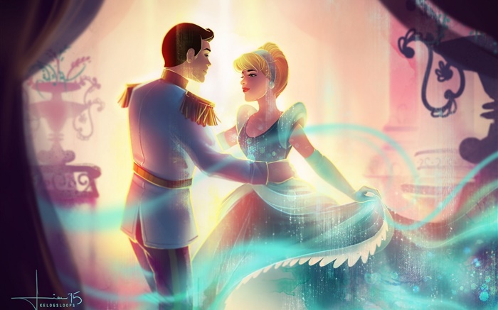 신데렐라, 소녀, 왕자, 애니메이션 배경 화면 그림