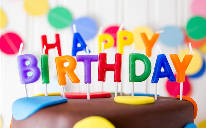 생일 축하, 촛불, 케이크, 다채로운 편지 배경 화면 그림