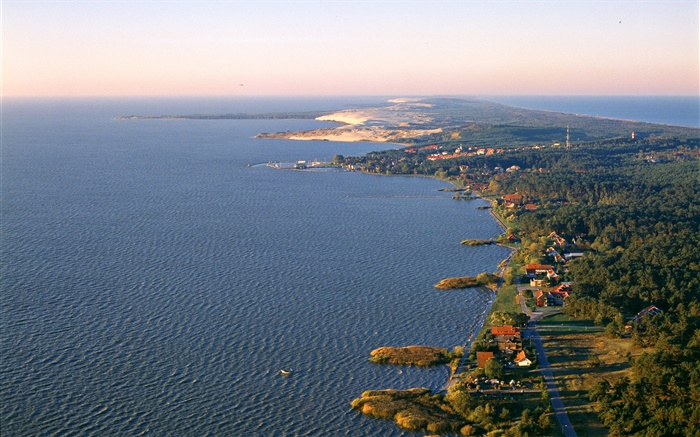 리투아니아, NIDA, 바다, 해안, 집, 도로 배경 화면 그림