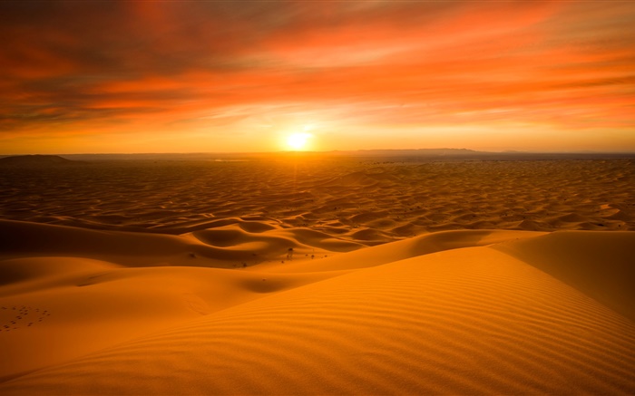 모로코, 사하라 사막, 모래, 일몰 배경 화면 그림