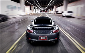 포르쉐 911 카레라 S 회색 자동차, 속도, 흐림 HD 배경 화면