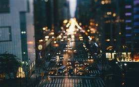 미국, 뉴욕, 밤, 건물, 거리, 자동차, 조명, 나뭇잎 HD 배경 화면