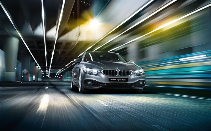 2015 BMW 4 시리즈 F32 실버 자동차, 고속, 빛 배경 화면 그림