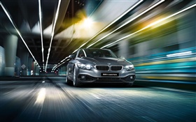 2015 BMW 4 시리즈 F32 실버 자동차, 고속, 빛