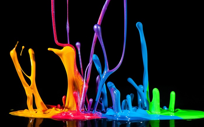 다채로운 페인트 스프레이, 액체, 얼룩, 창조적 인 배경 화면 그림