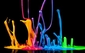 다채로운 페인트 스프레이, 액체, 얼룩, 창조적 인 HD 배경 화면