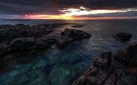 도네 갈, 아일랜드, 바다, 해안, 새벽, 일출, 구름 HD 배경 화면