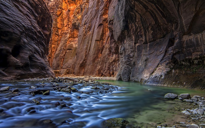 강, 동굴, 협곡, 돌 배경 화면 그림