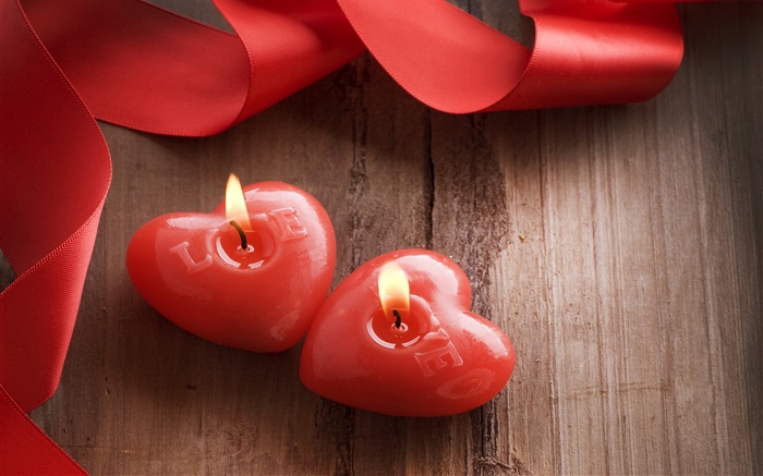 발렌타인 데이, 사랑의 마음, 로맨틱, 촛불 배경 화면 그림