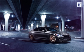 밤, 주차장, 조명에서 BMW M4 회색 자동차 HD 배경 화면