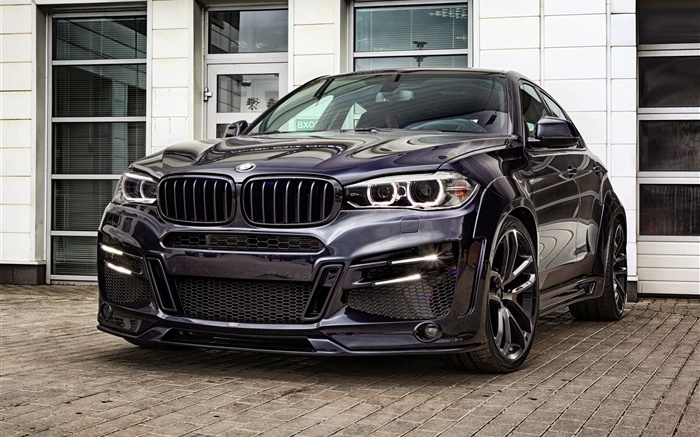 BMW의 X6의 F16 검은 색 SUV 자동차 배경 화면 그림