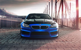 하만 BMW F13 쿠페, 파란 차 전면보기 HD 배경 화면