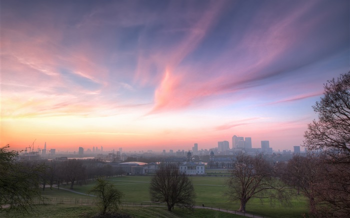 런던, 영국, 그리니치 공원, 주택, 새벽 배경 화면 그림