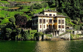 이탈리아, 코모 호수, 하우스, 빌라, 언덕 HD 배경 화면