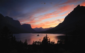 호수, 산, 나무, 일출, 아침, 새벽 HD 배경 화면