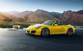 포르쉐 911 카레라 노란색 초차 HD 배경 화면