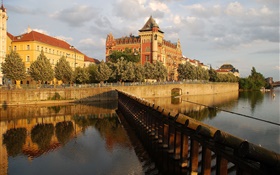 프라하, 체코 공화국, 궁전, 강, 집 HD 배경 화면