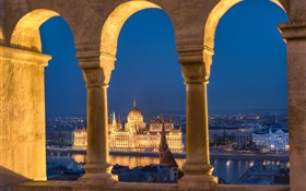 부다페스트, 헝가리, 의회, 강, 밤, 조명 HD 배경 화면