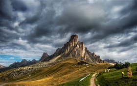 숙박료, 이탈리아, 산, 집, 경로, 구름 HD 배경 화면