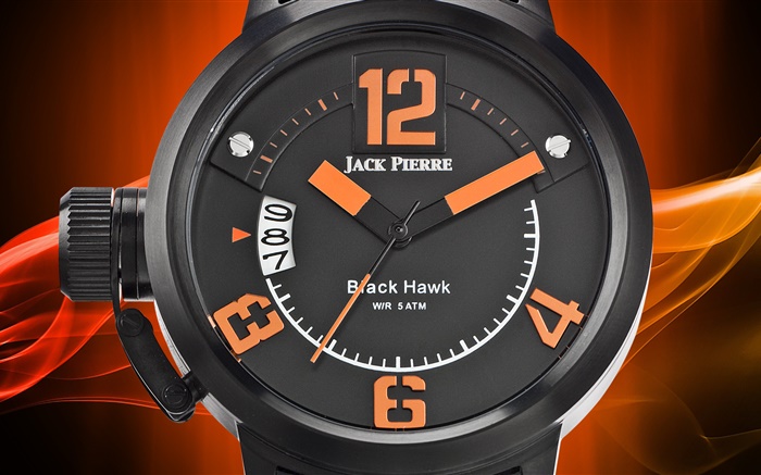 잭 피에르, 시계, 오렌지와 블랙 배경 화면 그림