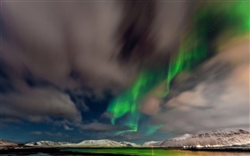 노르웨이, 오로라, 산, 하늘, 별, 황혼 HD 배경 화면