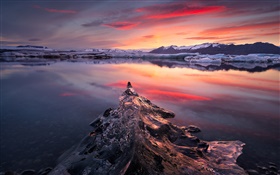 일출, 호수, 얼음, 겨울, 산, 새벽 HD 배경 화면