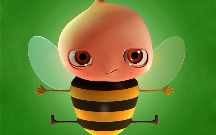 3D 디자인, 귀여운 꿀벌 배경 화면 그림