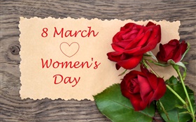 3월 8일, 여성의 날, 붉은 장미 꽃 HD 배경 화면