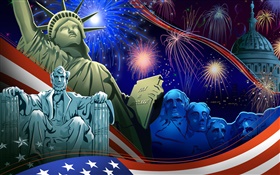 미국의 독립 기념일, 예술 사진의 주제, 벡터 HD 배경 화면