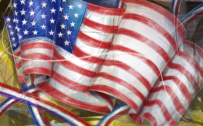 미국 국기, 예술 그리기 배경 화면 그림