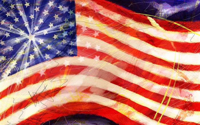 미국 국기, 예술 그림 배경 화면 그림