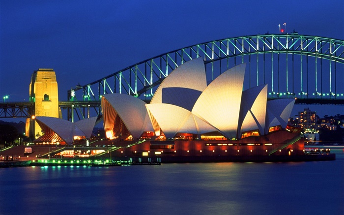 호주, 시드니의 아름다운 밤 배경 화면 그림