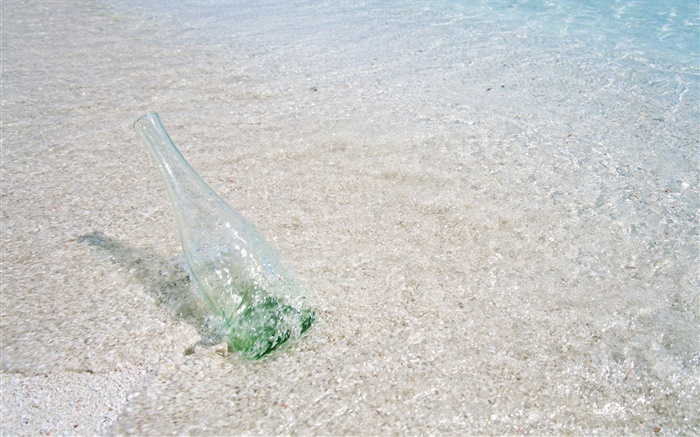 해변, 바다, 물, 유리 병, 몰디브 배경 화면 그림
