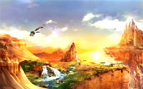 아름 다운 풍경, 사막, 동물, 산, 창조적 인 디자인 HD 배경 화면