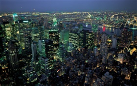 아름 다운 밤 도시, 조명, 탑 뷰, 뉴욕, 미국 HD 배경 화면