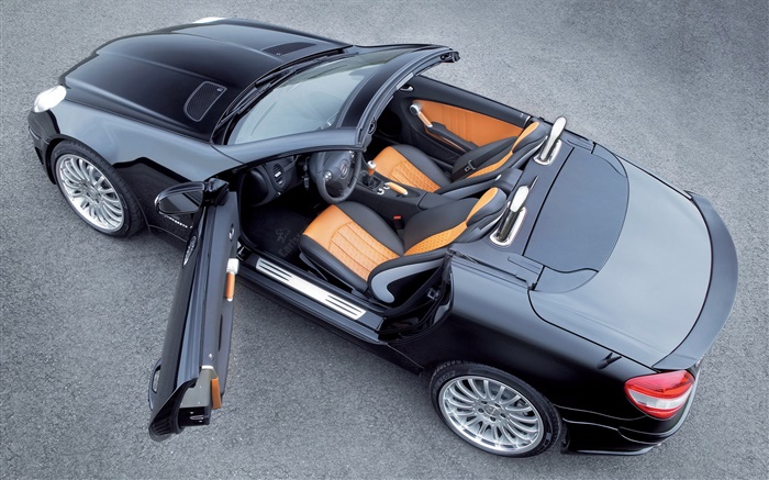 검은 색 메르세데스 - 벤츠 자동차 상위 뷰는 문을 열 배경 화면 그림