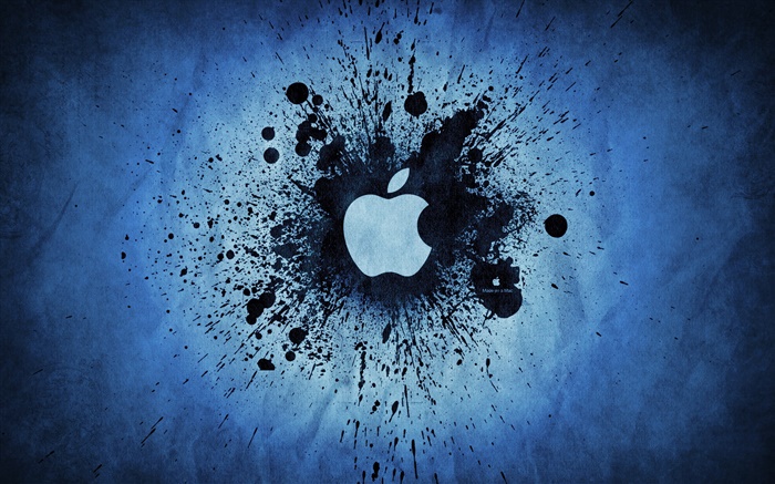 블랙 잉크 얼룩, Apple 로고 배경 화면 그림
