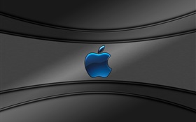 블루 애플 로고, 회색 배경 HD 배경 화면
